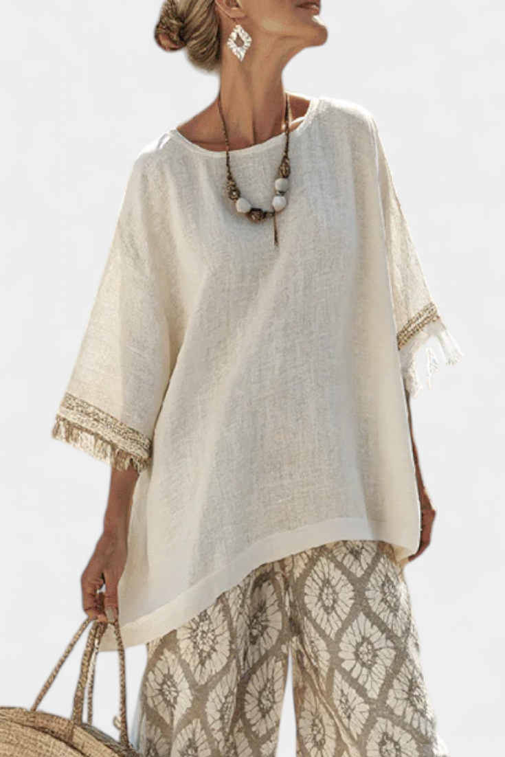 Boho Chic Daisy Set: Duga Bluza i Printane Hlače za Jedinstveni Stil