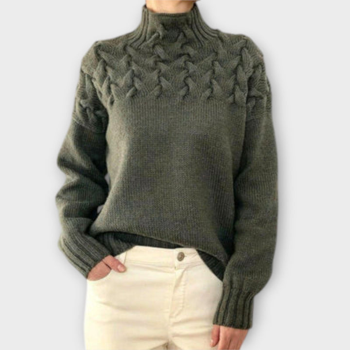 Eva - Ženski pulover s pletenim detaljima