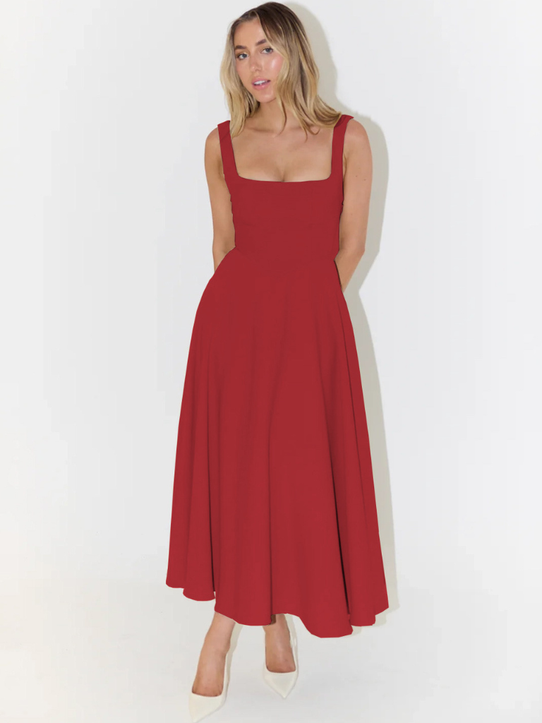 Elegantna Midi Haljina s Romantičnom Linijom